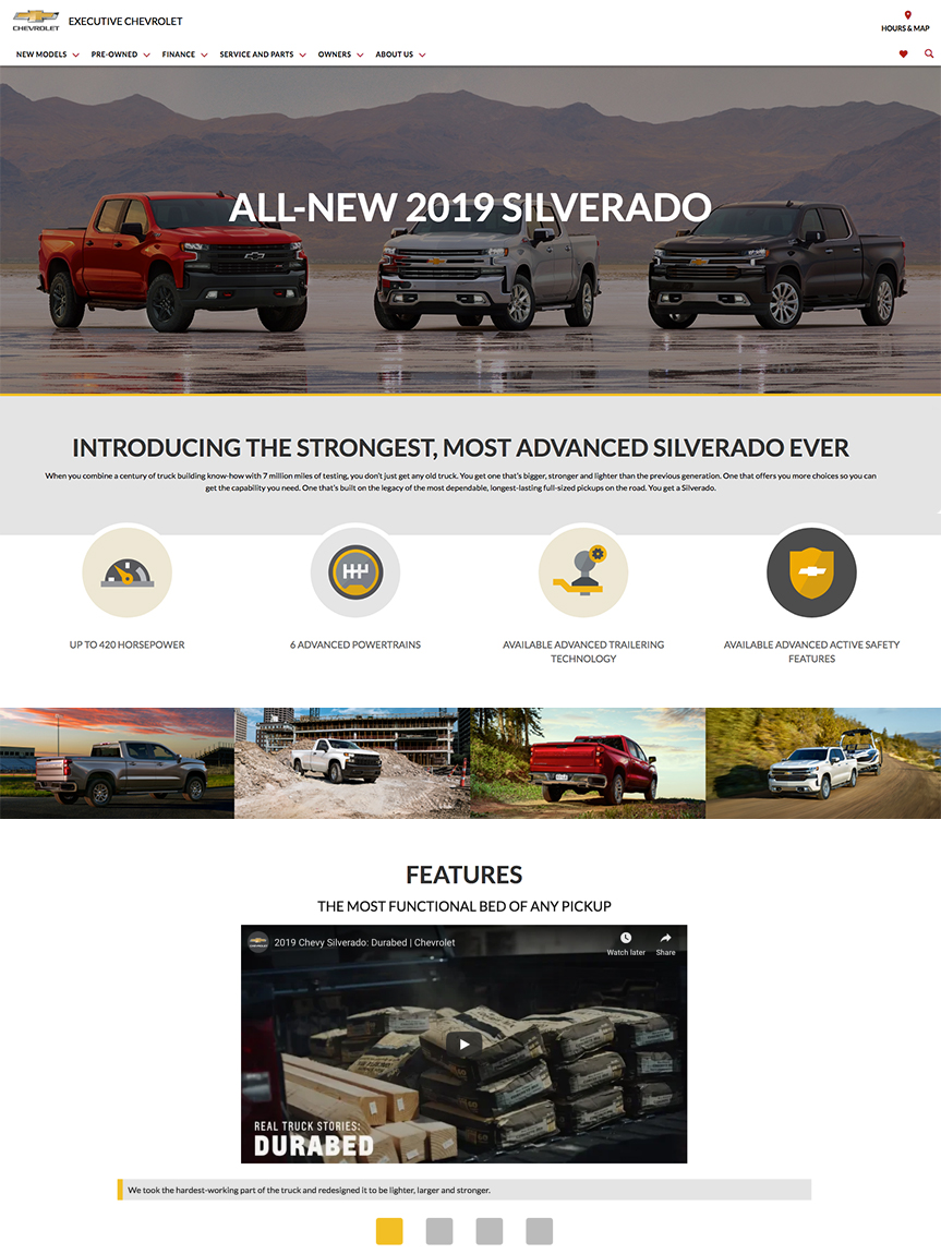 2019 Chevy Silverado Landing Page