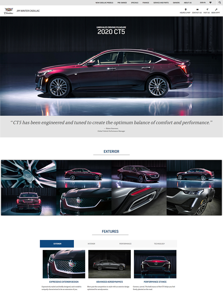 2020 Cadillac CT5 Landing Page