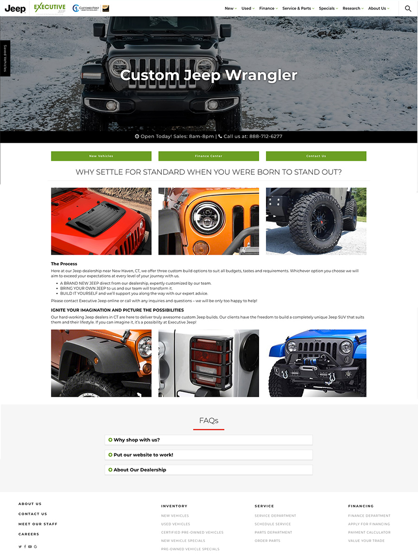 Custom Jeep Wrangler Splash Page