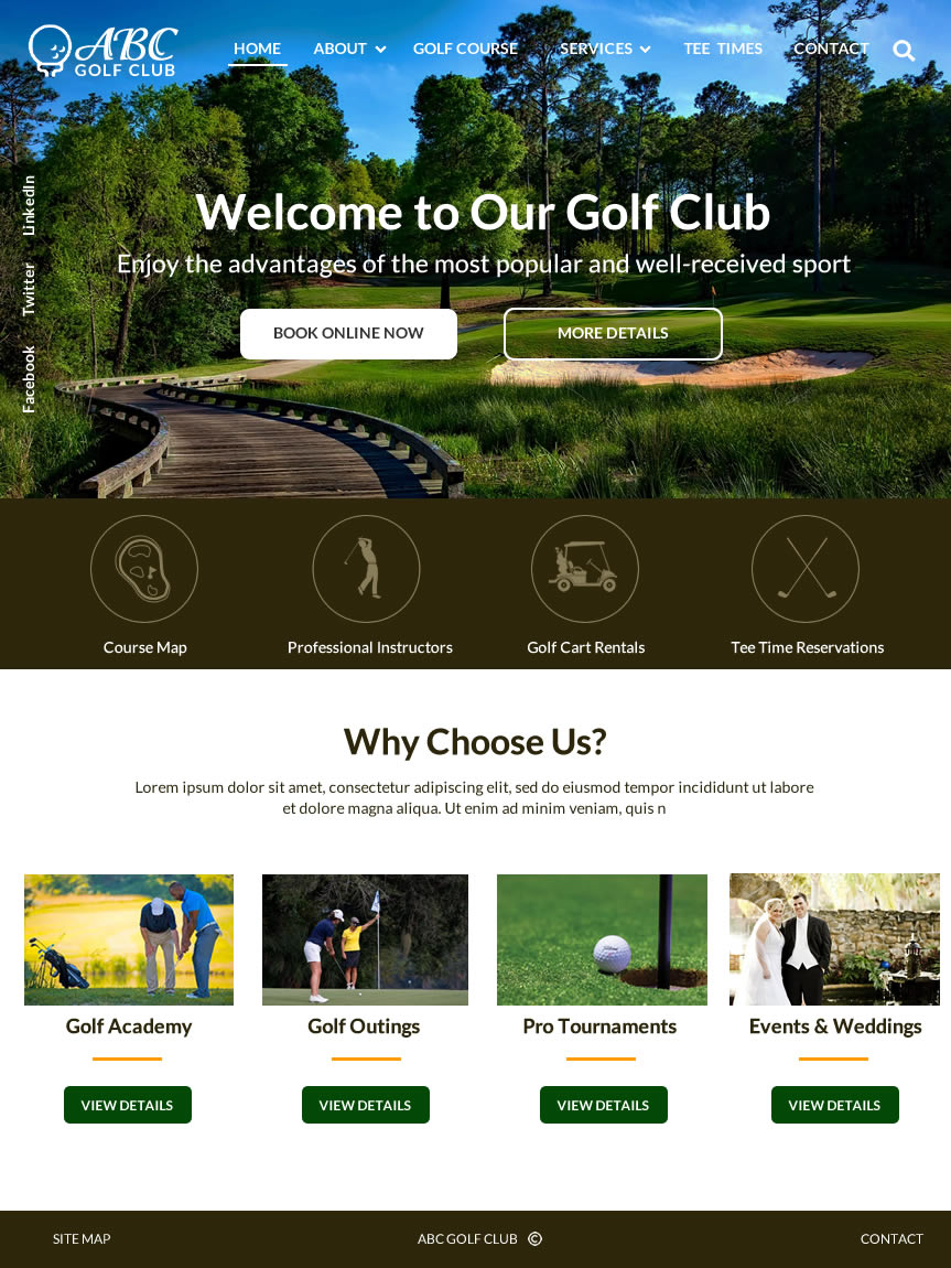 Sample Home Page for Golf Club