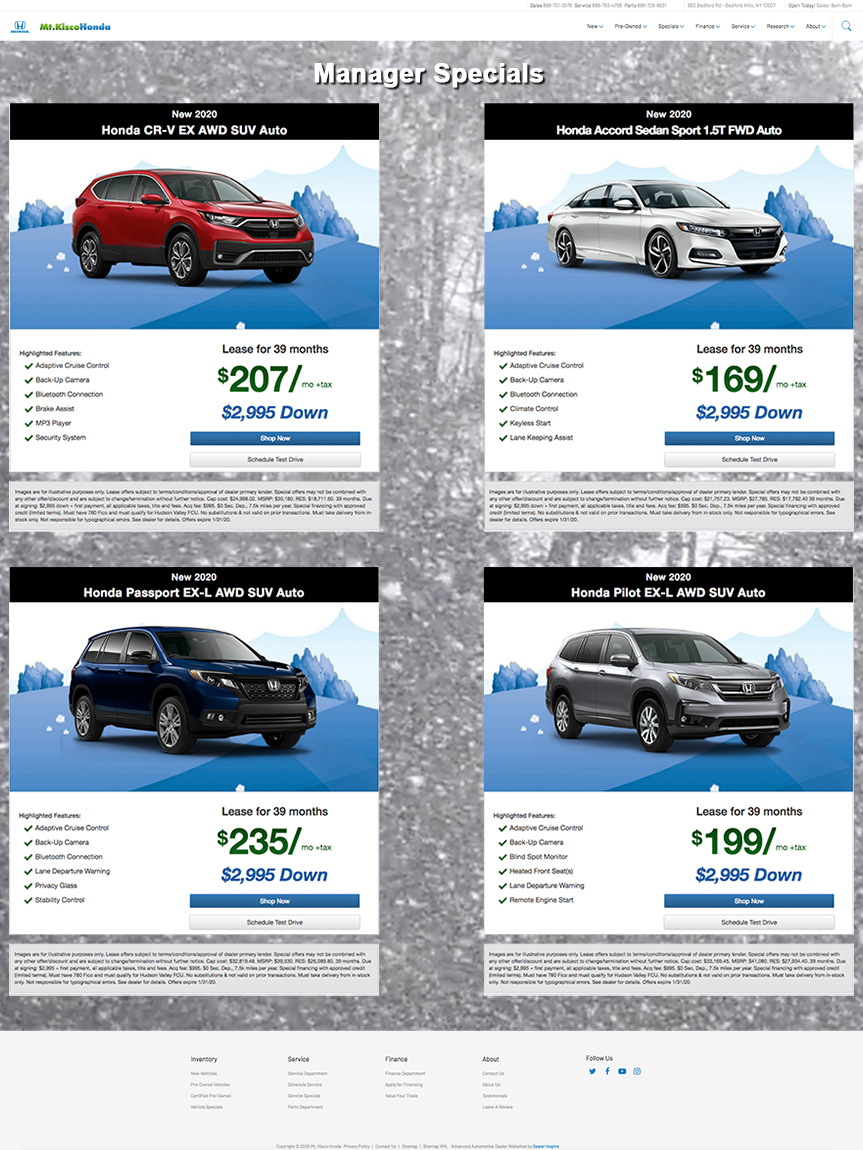 Honda Vehicle Specials Landing Page