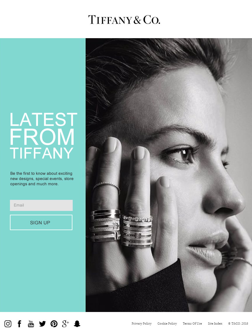 Sample Landing Page for Tiffanys