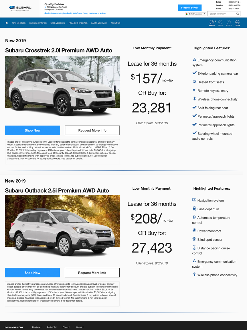 Subaru Specials Landing Page